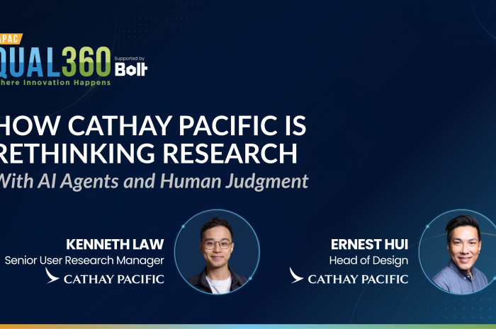 Ernest Hui and Kenneth Law of Cathay Pacific discuss AI agents in research and human judgment at QUAL360 APAC 2026