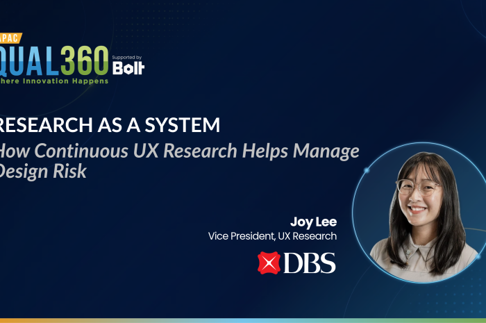 Joy Lee, Vice President of UX Research at DBS, on continuous UX research and managing design risk at QUAL360 APAC 2026
