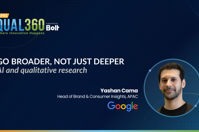 Yashan Cama of Google discussing AI in qualitative research at QUAL360 APAC 2026